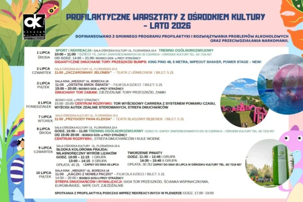 Warsztaty profilaktyczne w Ośrodku Kultury – program Lato 2026