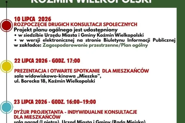 Ruszają drugie konsultacje społeczne Planu ogólnego gminy Koźmin Wielkopolski