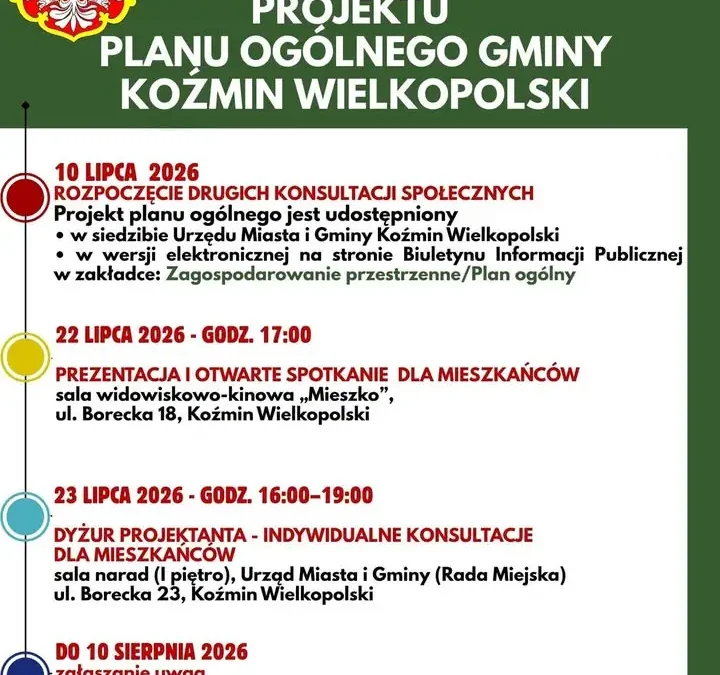 Ruszają drugie konsultacje społeczne Planu ogólnego gminy Koźmin Wielkopolski