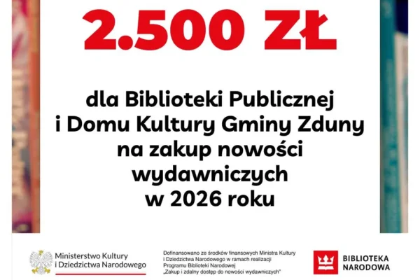 Biblioteka w Zdunach z dofinansowaniem na nowości wydawnicze – czekamy na Wasze propozycje