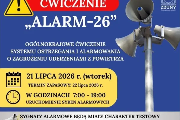 Ogólnopolskie ćwiczenia syren alarmowych „ALARM 2026” już we wtorek