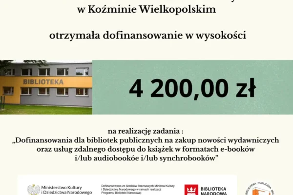 Biblioteka w Koźminie Wielkopolskim z dofinansowaniem na nowości wydawnicze