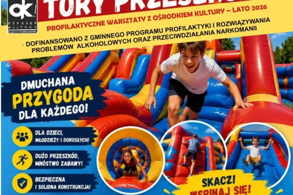 Gigantyczne dmuchane tory przeszkód w Koźminie Wielkopolskim – startują profilaktyczne warsztaty