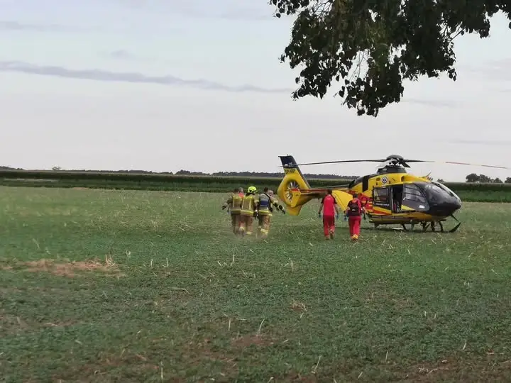 Wypadek w Orlince – strażacy z Koźmina Wielkopolskiego zabezpieczali miejsce zdarzenia