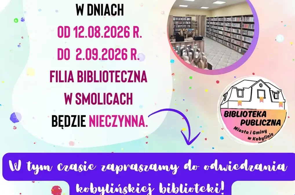 Filia biblioteczna w Smolicach nieczynna od 12 sierpnia do 2 września