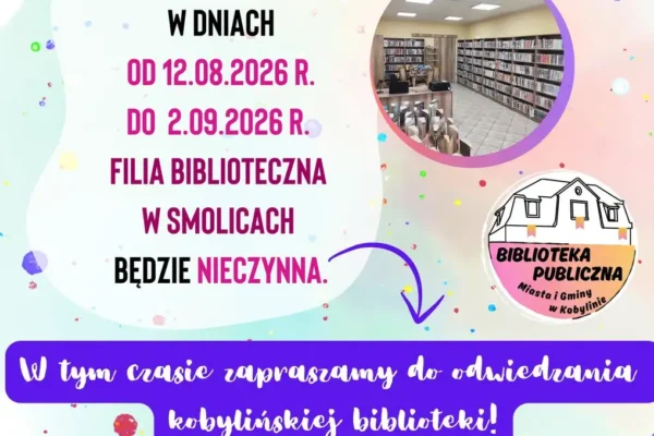 Filia biblioteczna w Smolicach nieczynna od 12 sierpnia do 2 września