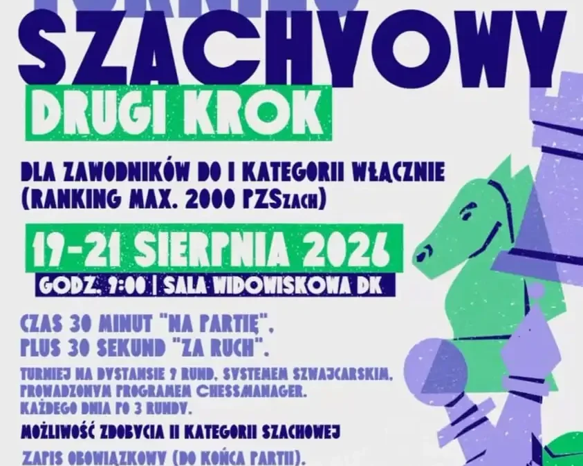 Turniej szachowy „Drugi Krok” w Zdunach – szansa na II kategorię