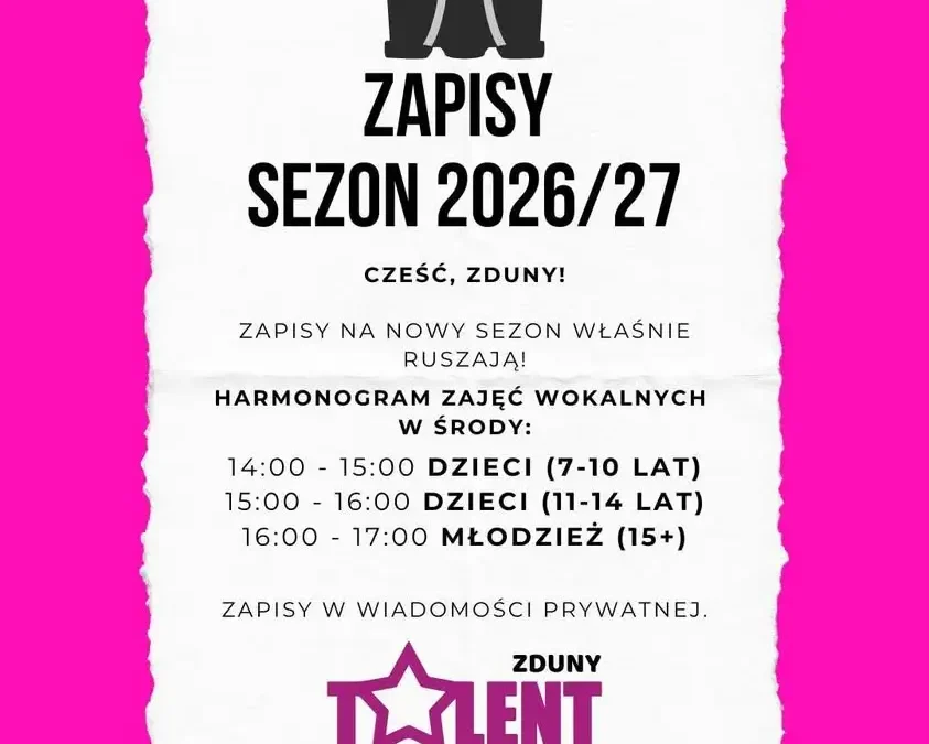 Ruszają zapisy na zajęcia wokalne w Zdunach – nowy sezon w Talent Studio