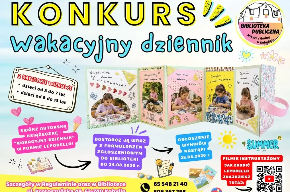 Konkurs „Wakacyjny dziennik” w Kobylinie – stwórz własną książeczkę
