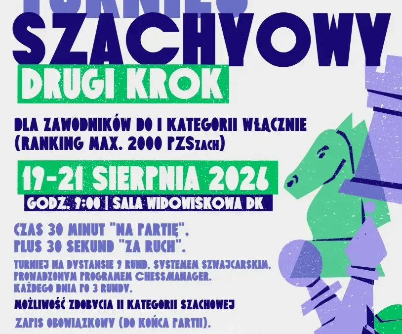Turniej szachowy „Drugi Krok” w Zdunach – zapisy trwają