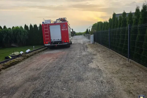 Usuwanie gniazda szerszeni w Konarzewie – interwencja OSP Zduny i OSP Konarzew