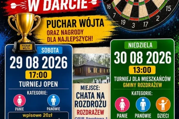 Weekend z dartem w Rozdrażewie: turniej open i mistrzostwa gminy