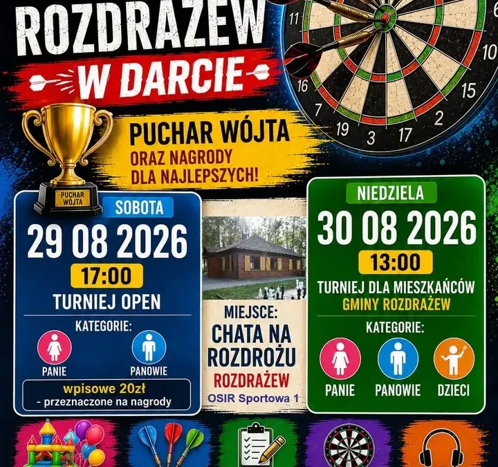 Weekend z dartem w Rozdrażewie: turniej open i mistrzostwa gminy