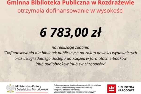 Biblioteka w Rozdrażewie z dofinansowaniem na nowości wydawnicze