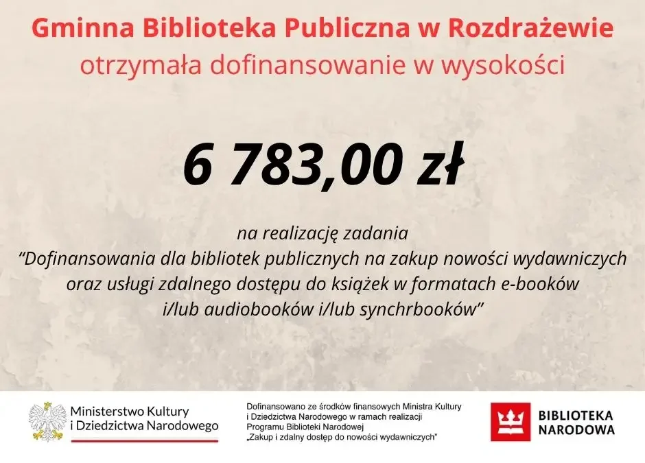 Biblioteka w Rozdrażewie z dofinansowaniem na nowości wydawnicze