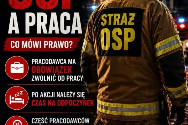 Prawa strażaka OSP w pracy: zwolnienie, odpoczynek i wynagrodzenie