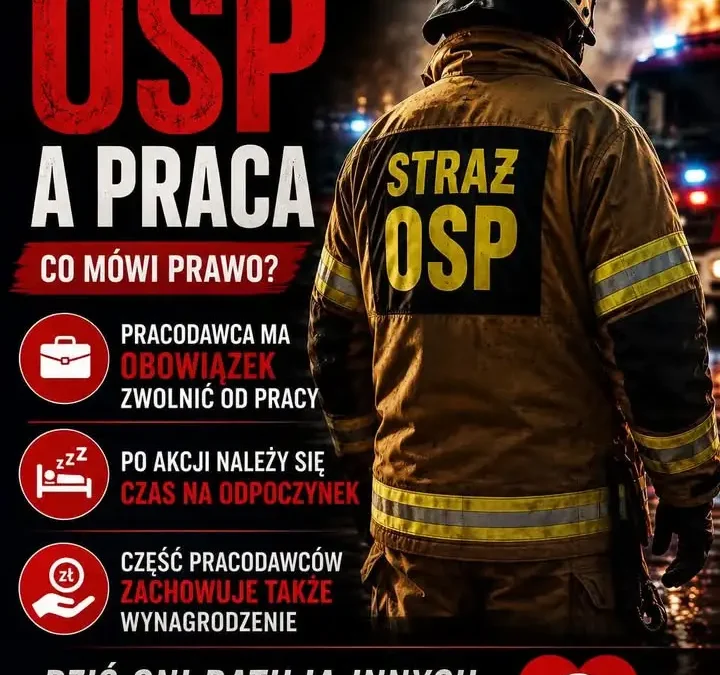 Prawa strażaka OSP w pracy: zwolnienie, odpoczynek i wynagrodzenie