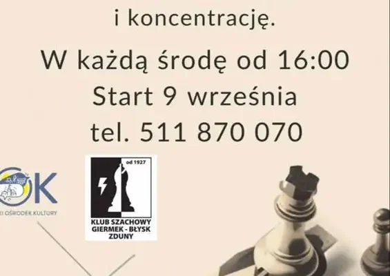 Zajęcia szachowe w Zdunach – start 9 września