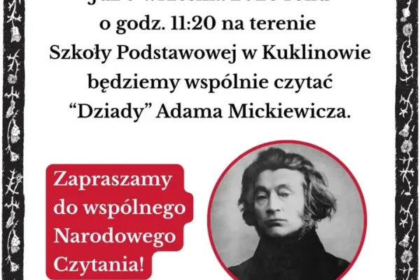 Narodowe Czytanie „Dziadów” w Kuklinowie – zaproszenie na wspólne spotkanie z literaturą