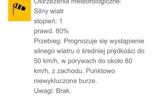 Ostrzeżenie IMGW: silny wiatr nad powiatem krotoszyńskim