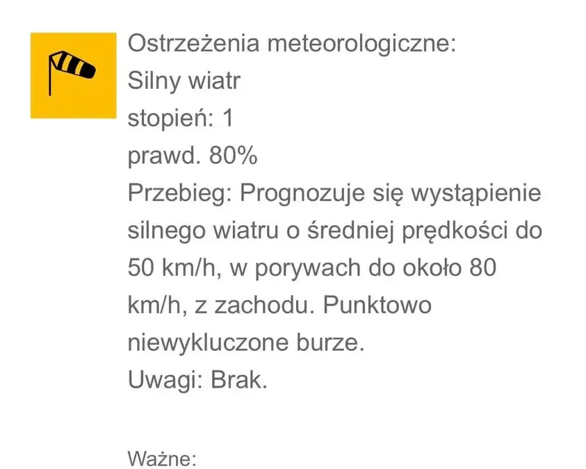 Ostrzeżenie IMGW: silny wiatr nad powiatem krotoszyńskim