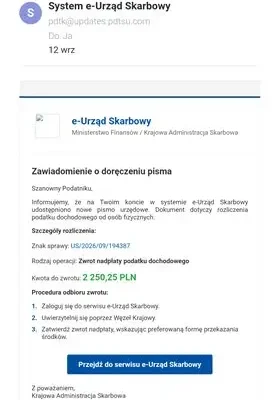 Oszuści podszywają się pod KAS. Uwaga na fałszywe maile o zwrocie podatku
