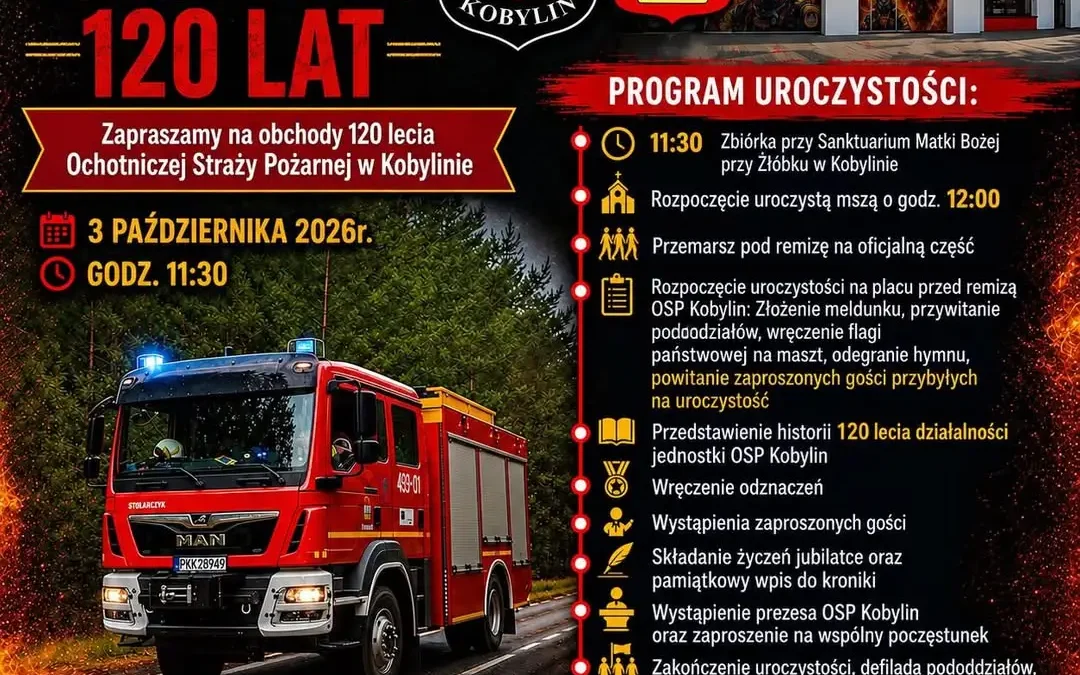 120 lat Ochotniczej Straży Pożarnej w Kobylinie – uroczyste obchody już 3 października