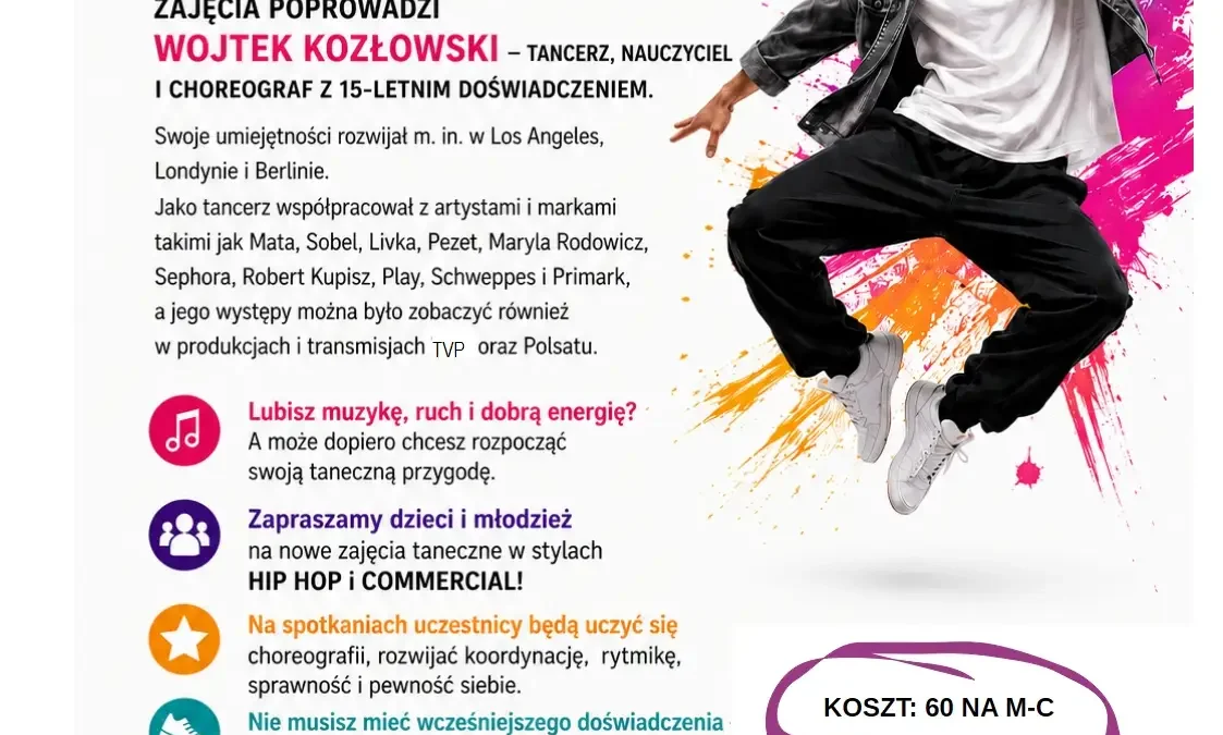 Ośrodek Kultury w Koźminie Wlkp. ogłasza nowy sezon zajęć: taniec, fotografia, muzyka i sport