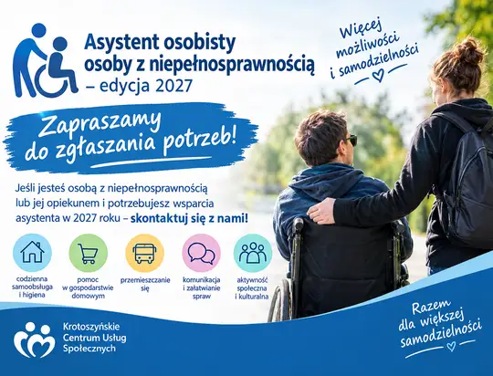 Asystent osobisty osoby z niepełnosprawnością – Krotoszyn zbiera zgłoszenia potrzeb na 2027 rok