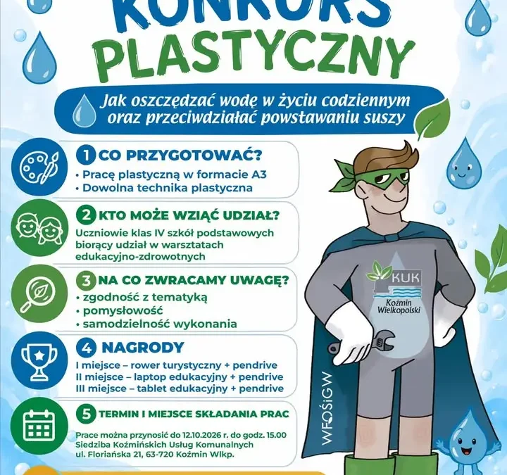 Konkurs plastyczny „Misja H2O” dla czwartoklasistów z gminy Koźmin Wielkopolski
