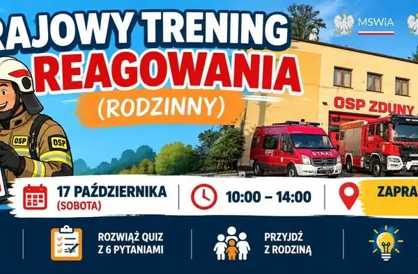 OSP Zduny zaprasza na Krajowy Trening Reagowania – quiz i pokaz bezpieczeństwa