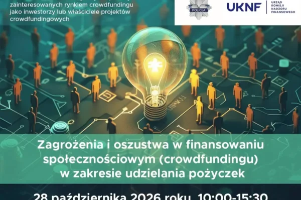 Bezpłatne webinarium KNF i Policji o oszustwach w crowdfundingu – zapisy do 21 października