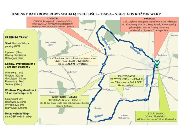 Rajd Spadających Liści w Koźminie Wielkopolskim – znamy trasę