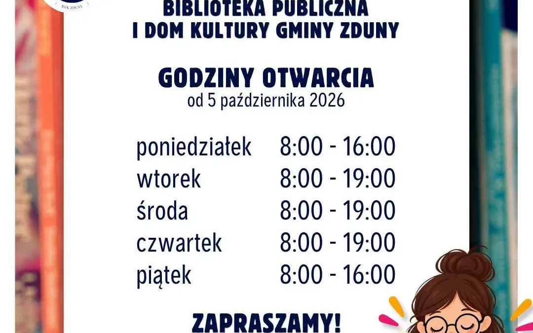 Biblioteka w Zdunach zaprasza na dłuższe wieczory z książką