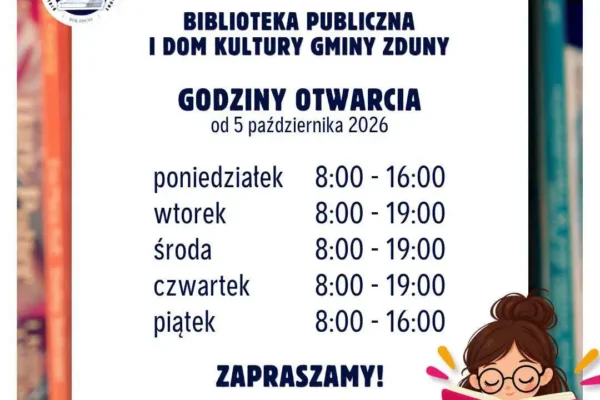Biblioteka w Zdunach zaprasza na dłuższe wieczory z książką