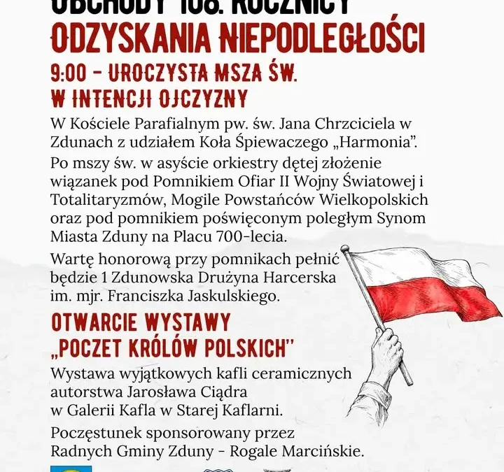 Zduny świętują 108. rocznicę odzyskania niepodległości – msza, pomniki i wystawa kafli