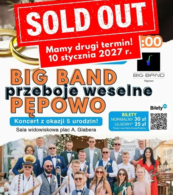 Drugi koncert Big Bandu w Kobylinie – bilety na styczeń 2027 już w sprzedaży