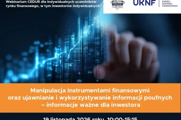 Bezpłatne webinarium KNF o manipulacjach na rynku finansowym – 19 listopada 2026