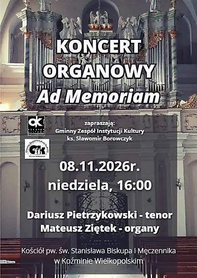 Koncert organowy w Koźminie Wielkopolskim – 8 listopada 2026