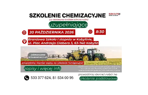 Szkolenie chemizacyjne uzupełniające w Kobylinie – 20 października 2026